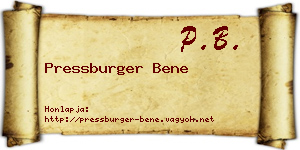 Pressburger Bene névjegykártya